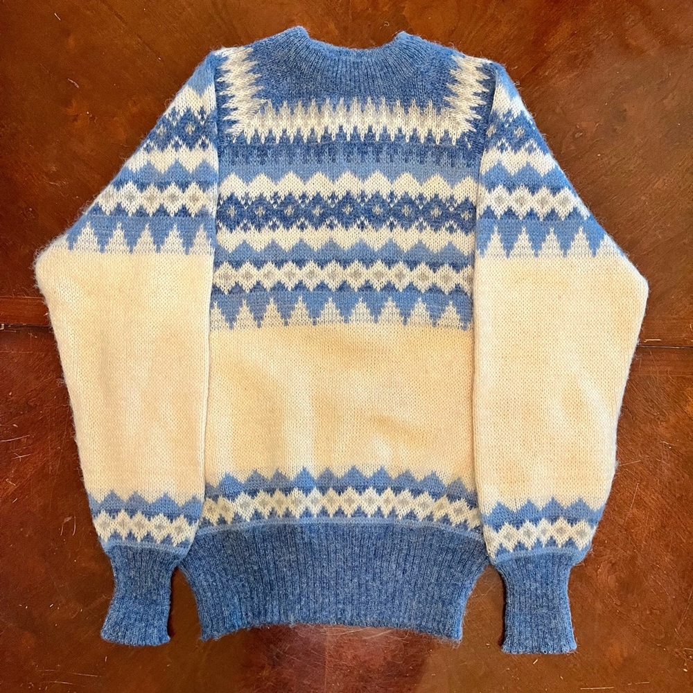 Nesjar 100%Wool XL Unisex Blue and Cream Sweater from Norway